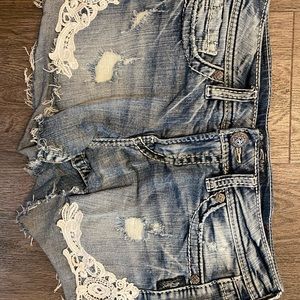 Silver Denim Shorts